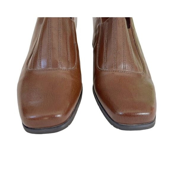 Franco Sarto Women's Sz 9.5 Brown Randy Block Heel Slip-on Booties - Picture 4 of 12